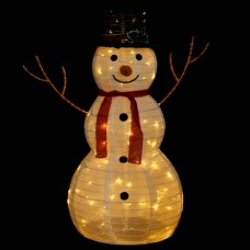 Dekoratīva ziemassvētku sniegavīra figūra ar led, audums, 90 cm