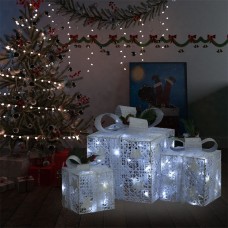 Ziemassvētku dekorācija, 3 dāvanu kastes, baltas, telpām,ārā