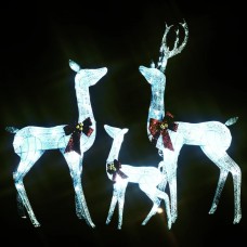 Ziemeļbriežu ziemassvētku dekorācija, sudraba, balta, 201 led