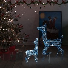 Akrila ziemeļbriežu ziemassvētku dekorācija, 160 baltas led