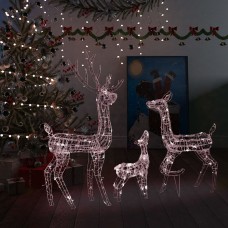 Akrila ziemeļbriežu ziemassvētku dekorācija, 300 baltas led