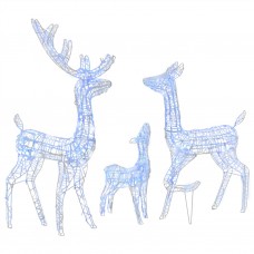 Akrila ziemeļbriežu ziemassvētku dekorācija, 300 zilas led