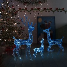 Akrila ziemeļbriežu ziemassvētku dekorācija, 300 zilas led