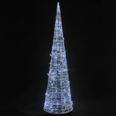 Led lampiņu dekorācija, akrils, piramīda, 90 cm, vēsi balta