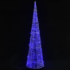 Led lampiņu dekorācija, akrils, piramīda, 90 cm, zila