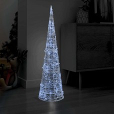 Led lampiņu dekorācija, akrils, piramīda, 120 cm, vēsi balta