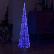Led lampiņu dekorācija, akrils, piramīda, 120 cm, zila