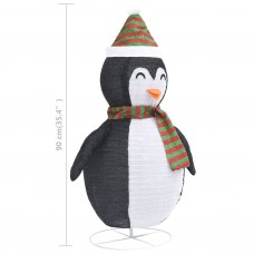 Dekoratīva ziemassvētku pingvīna figūra ar led, audums, 90 cm