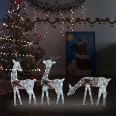 Ziemassvētku dekorācija, ziemeļbriežu ģimene, 270x7x90cm, balta