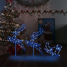 Ziemassvētku dekorācija, lidojoši brieži, kamanas, 260x21x87 cm