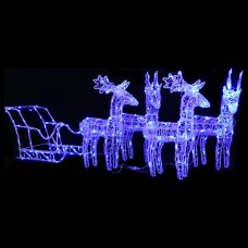 Ziemassvētku dekorācija, ziemeļbrieži un kamanas, 280x28x55 cm