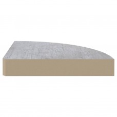Stūra sienas plaukti, 2 gab., betona pelēki, 25x25x3,8 cm, mdf