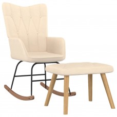 Šūpuļkrēsls ar kāju balstu, krēmkrāsas audums