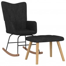 Šūpuļkrēsls ar kāju balstu, melns audums