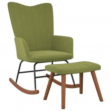 Šūpuļkrēsls ar kāju balstu, gaiši zaļš samts