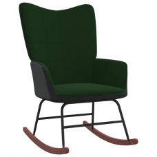 Šūpuļkrēsls, tumši zaļš, samts un pvc