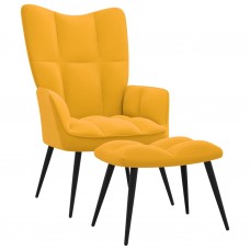 Atpūtas krēsls ar kāju balstu, sinepju dzeltens samts