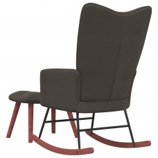 Šūpuļkrēsls ar kāju balstu, tumši pelēks samts