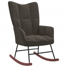 Šūpuļkrēsls ar kāju balstu, tumši pelēks samts