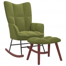 Šūpuļkrēsls ar kāju balstu, gaiši zaļš samts
