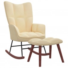 Šūpuļkrēsls ar kāju balstu, krēmbalts samts