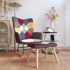 Šūpuļkrēsls ar kāju balstu, tekstilmozaīkas audums