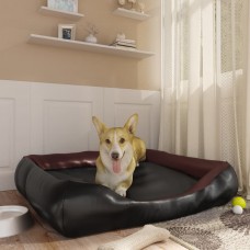 Suņu gulta, melna ar brūnu, 105x80x25 cm, mākslīgā āda