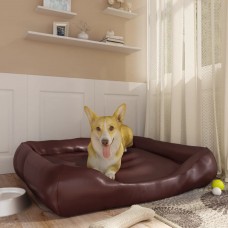 Suņu gulta, brūna, 105x80x25 cm, mākslīgā āda