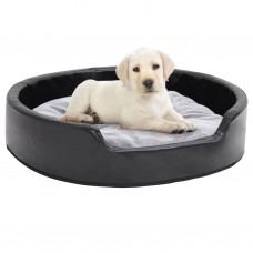 Suņu gulta, pelēka ar melnu, 79x70x19 cm, plīšs, mākslīgā āda