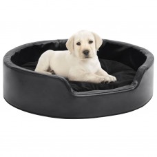 Suņu gulta, melna, 69x59x19 cm, plīšs, mākslīgā āda