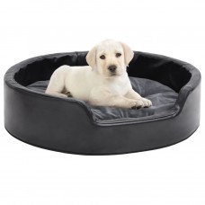 Suņu gulta, pelēka ar melnu, 69x59x19 cm, plīšs, mākslīgā āda