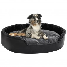 Suņu gulta, melna ar pelēku, 90x79x20 cm, plīšs, mākslīgā āda