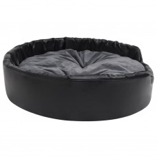 Suņu gulta, melna ar pelēku, 99x89x21 cm, plīšs, mākslīgā āda