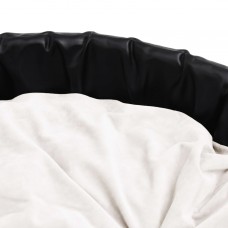 Suņu gulta, melna ar bēšu, 90x79x20 cm, plīšs, mākslīgā āda