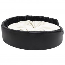 Suņu gulta, melna ar bēšu, 99x89x21 cm, plīšs, mākslīgā āda