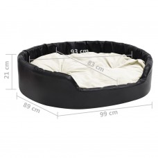 Suņu gulta, melna ar bēšu, 99x89x21 cm, plīšs, mākslīgā āda
