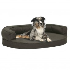 Ergonomiska suņu gulta, 75x53 cm, lina dizains, tumši pelēka