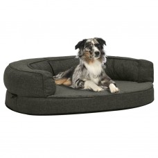 Ergonomiska suņu gulta, 75x53 cm, lina dizains, flīss, pelēka