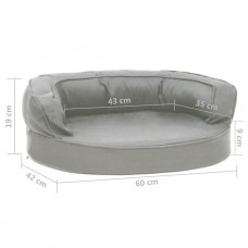 Ergonomiska suņu gulta, 60x42 cm, lina dizains, pelēka