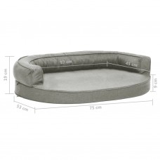 Ergonomiska suņu gulta, 75x53 cm, lina dizains, pelēka