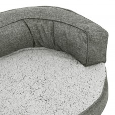 Ergonomiska suņu gulta, 75x53 cm, lina dizains, flīss, pelēka