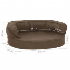 Ergonomiska suņu gulta, 60x42 cm, lina dizains, brūna