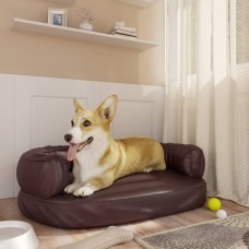 Ergonomiska suņu gulta, brūna, 60x42 cm, mākslīgā āda