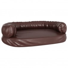 Ergonomiska suņu gulta, brūna, 75x53 cm, mākslīgā āda