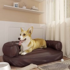 Ergonomiska suņu gulta, brūna, 88x65 cm, mākslīgā āda