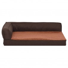 Ergonomiska suņu gulta, 75x53 cm, lina dizains, flīss, brūna