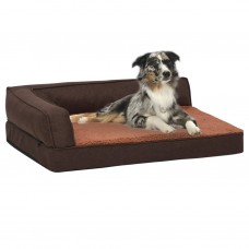 Ergonomiska suņu gulta, 75x53 cm, lina dizains, flīss, brūna