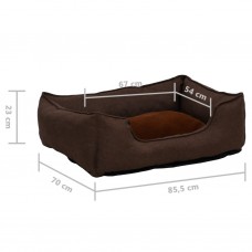 Suņu gulta, brūna, 85,5x70x23 cm, lina dizains, flīss