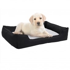 Suņu gulta, melna ar baltu, 85,5x70x23 cm, lina dizains, flīss