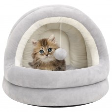Kaķu gulta, 40x40x35 cm, pelēka un krēmkrāsas